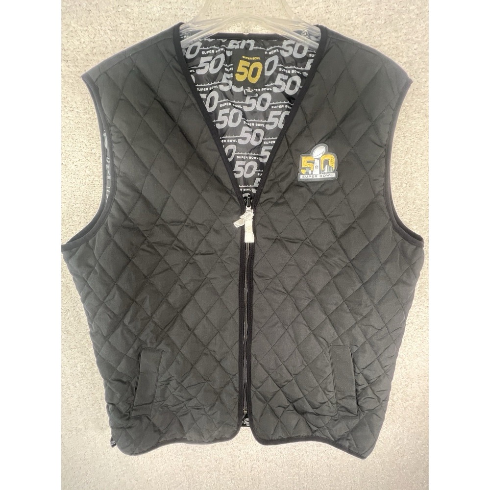 NFL Super Bowl 50 Quilted Vest Mens XL Black Diamond Puffer Football 2016 NWOT